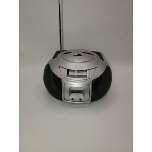 Sentry Vintage Portable AM FM Radio LCD Clock Silver Round Orb Design Handheld